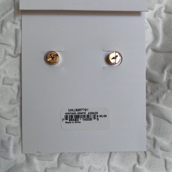 Michael Kors Rose Gold Plated Stainless Steel Crystal Heart Stud Earrings NWT - Picture 16 of 16